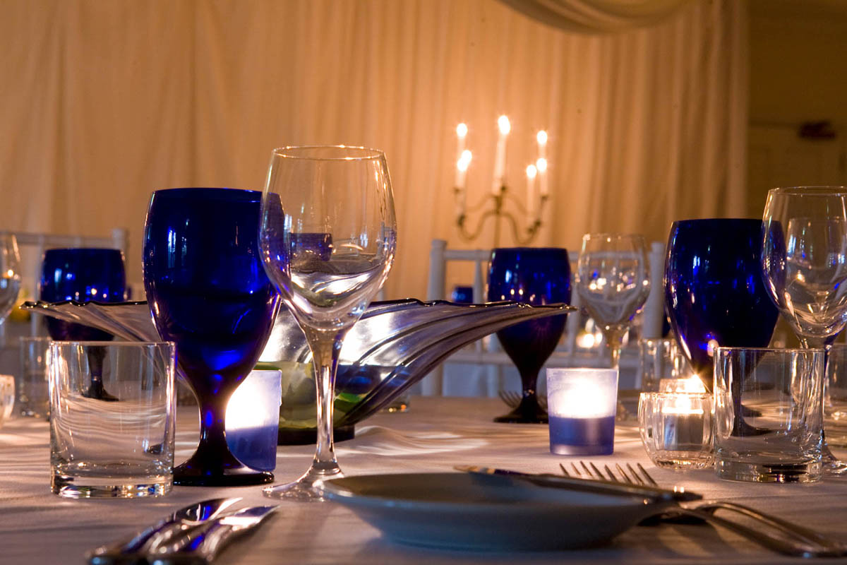 Coloured Glassware - Chair Covers Candelabra
