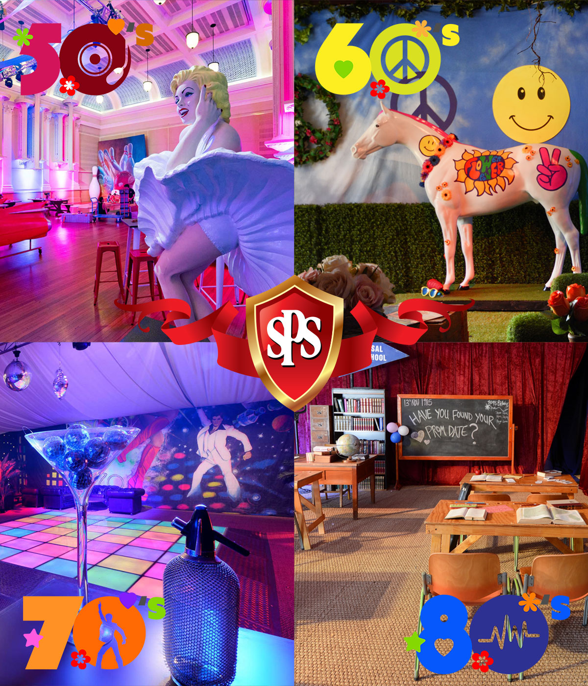 50s, 60s, 70s, 80s Prop Hire and Themes - Sydney Props Group