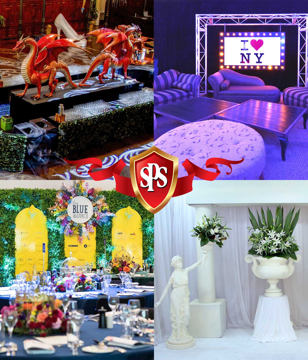Service Bars, Event Furniture, Photo Ops, Urns and Statues